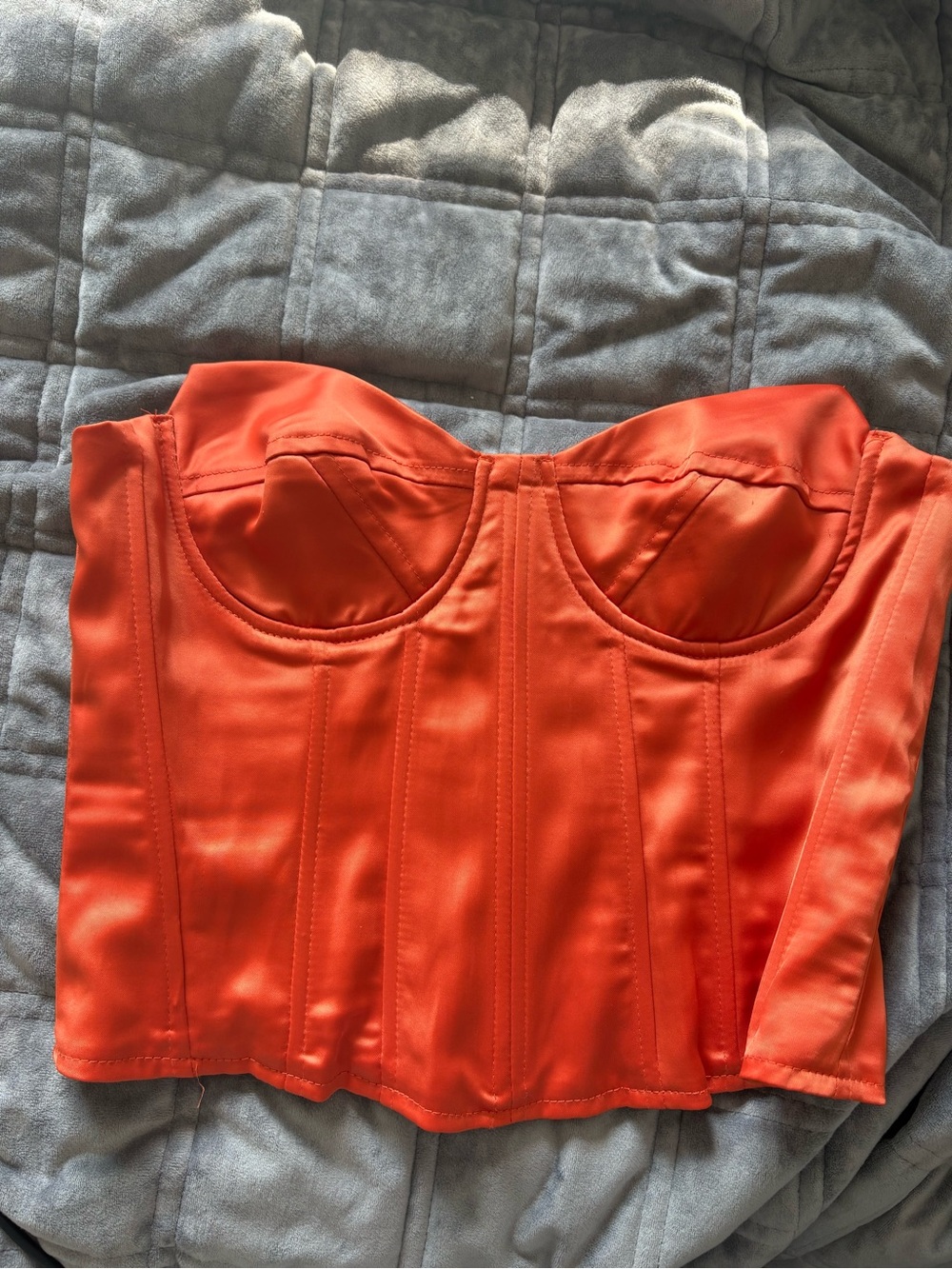 Boohoo Strapless Boned Bustier Top - Bright Orange